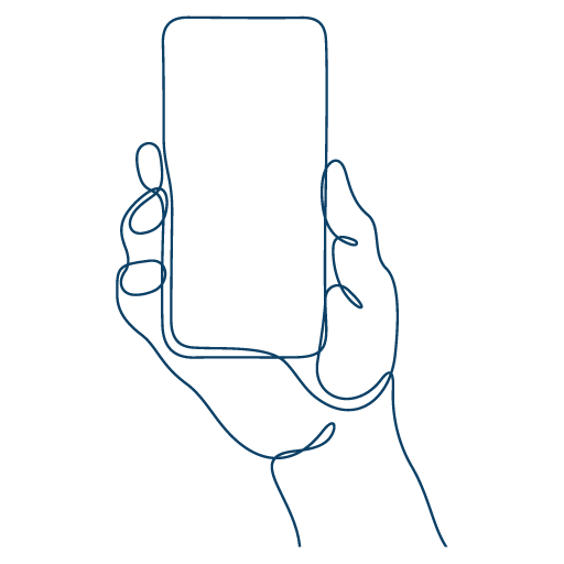 Line drawing of mobile phone to connect with Maria Graceffa for therapy in Westchester, NY